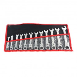 Car wrench set - adjustable gear nut - flexible head - with bag - 12 pieces