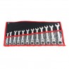 Car wrench set - adjustable gear nut - flexible head - with bag - 12 pieces