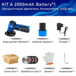 Mini angle grinder - brushless - cordless - for polishing / grinding - 2.0mAh - 18500RPM - 12V