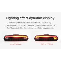 Bike brake light - turning light - flash tail rear lamp - laser line - with remote control - wireless - waterproofLights