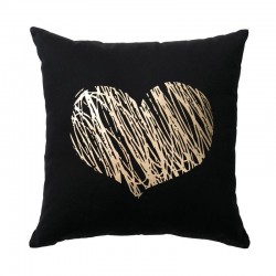 Decorative cushion cover - black / golden leaves - 45 * 45cm
