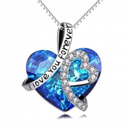 Ocean crystal heart pendant - with necklace - "I Love You Forever"