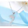 Silver necklace with a colorful opal dolphinNecklaces