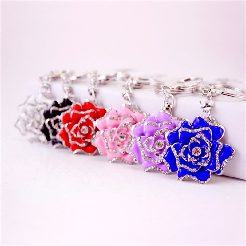 Rosa de cristal de luxo - chaveiro