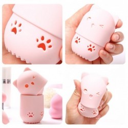 Cosmetic sponge storage box - silicone drying / cleaning case - kitten shapeBrushes