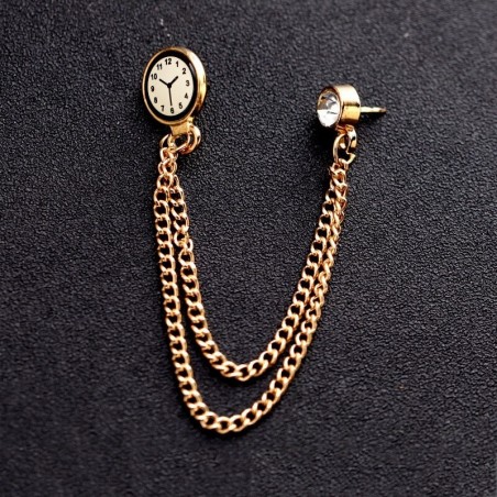 Brooch with a Korean trend - pin with a watch and a chainBrooches