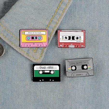 90's music tape - vintage enamel pinBrooches