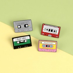 90's music tape - vintage enamel pinBrooches