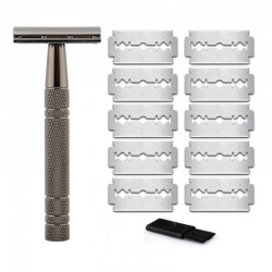 Shaving razor - double edge - with 10 shaving bladesShaving