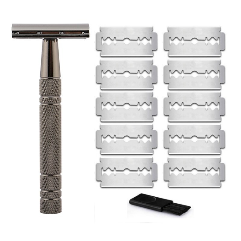 Shaving razor - double edge - with 10 shaving bladesShaving