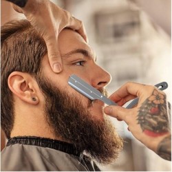 Manual shaving straight razor - folding knife - stainless steel