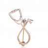 Stethoscope shaped brooch with crystal