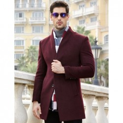 Men's wool coat - long jacket - slim fit
