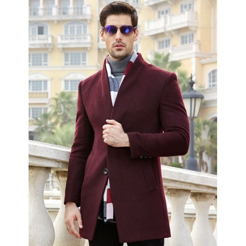 Men's wool coat - long jacket - slim fit Men's wool coat - long jacket - slim fit