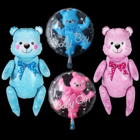 Baby shower balloons - teddy bear / stroller - for boys / girls