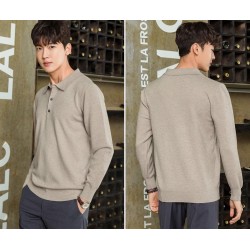 Men's POLO pullover - t-shirt with buttons - cashmereHoodies & Sweatshirt