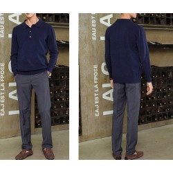 Men's POLO pullover - t-shirt with buttons - cashmereHoodies & Sweatshirt