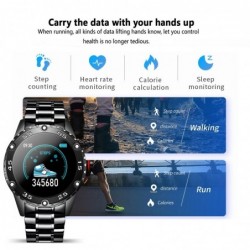 Smart Watch - relógio eletrônico de aço - LED - digital - à prova d'água - frequência cardíaca / pressão arterial