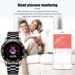 Smart Watch - relógio eletrônico de aço - LED - digital - à prova d'água - frequência cardíaca / pressão arterial