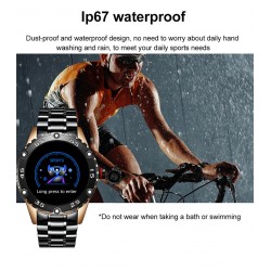 Smart Watch - relógio eletrônico de aço - LED - digital - à prova d'água - frequência cardíaca / pressão arterial