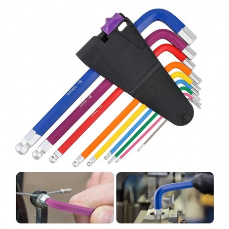 Allen key set - wrench - screwdriver - ball end - L-type - 9 pieces
