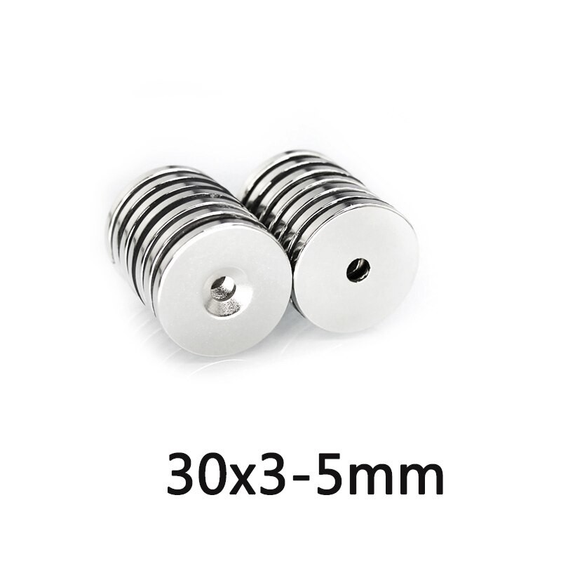N35 - neodymium magnet - strong round countersunk - 30 * 3mm - with 5mm hole