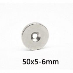 N35 - neodymium magnet - round countersunk - 50 * 5mm - with 6mm hole