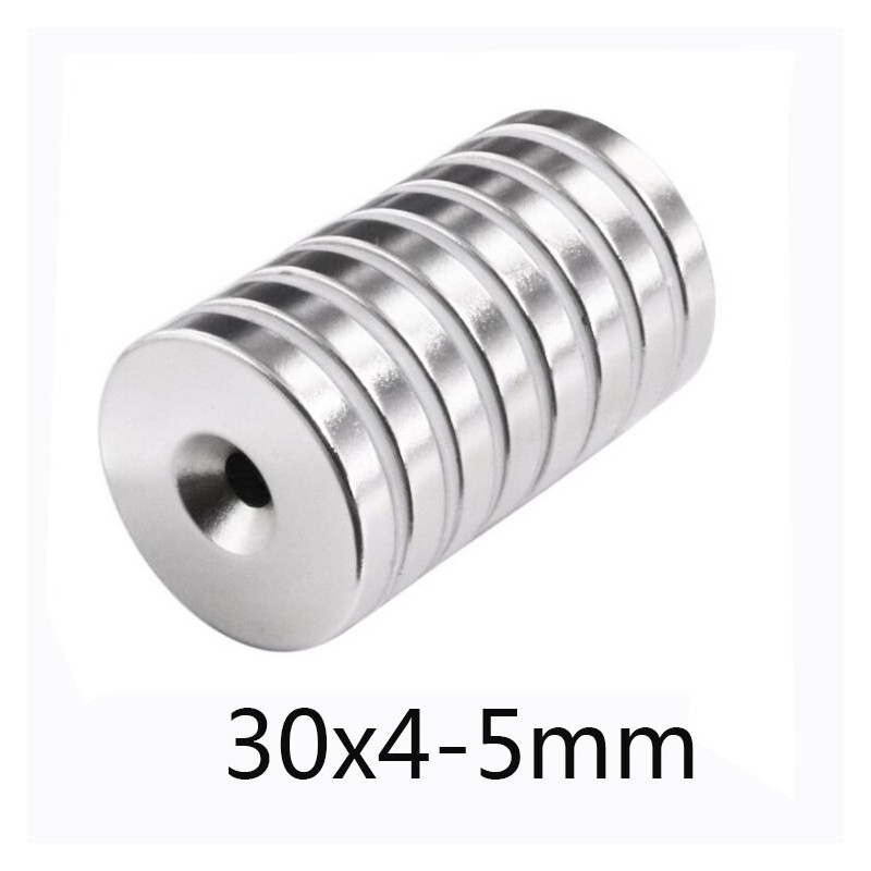 N35 - neodymium magnet - round countersunk - 30 * 4mm - with 5mm hole