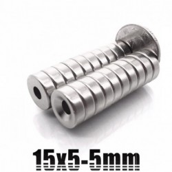 N35 - neodymium magnet - round countersunk disc - 15 * 5mm - with 5mm hole