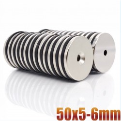 N35 - neodymium magnet - round countersunk disc - 50 * 5mm - with 6mm hole
