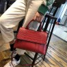 Elegant shoulder bag - leather - crocodile skin pattern