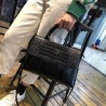 Elegant shoulder bag - leather - crocodile skin pattern