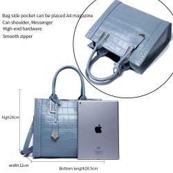 Elegant shoulder bag - genuine leather - stone pattern