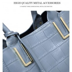 Elegant shoulder bag - genuine leather - stone pattern