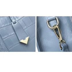 Elegant shoulder bag - genuine leather - stone pattern