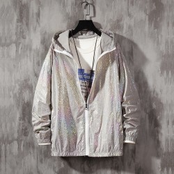 Colorful women's bomber - thin windbreaker - hooded reflective jacket