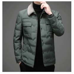 Fashionable warm short jacket - down windbreaker - with detachable fur collarJackets