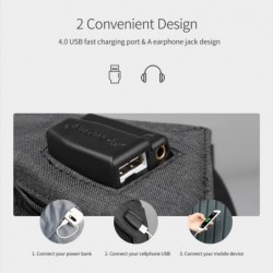 Fashionable backpack - anti-theft - USB charging port / earphone jack - for 15.6inch laptop - waterproofBackpacks