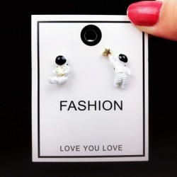 Astronauts with a star - asymmetrical earrings - pendant for necklace