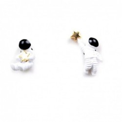 Astronauts with a star - asymmetrical earrings - pendant for necklace