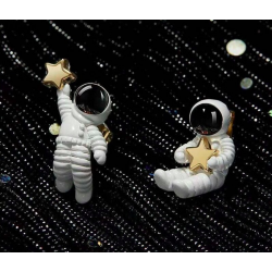Astronauts with a star - asymmetrical earrings - pendant for necklace