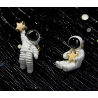 Astronauts with a star - asymmetrical earrings - pendant for necklace