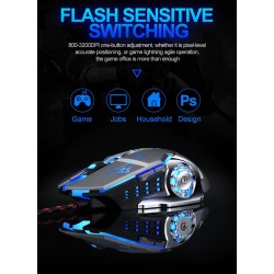 Professional optical gaming mouse - 6 buttons - wired - 3200DPI - LED - silent