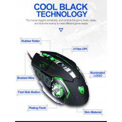 Professional optical gaming mouse - 6 buttons - wired - 3200DPI - LED - silent