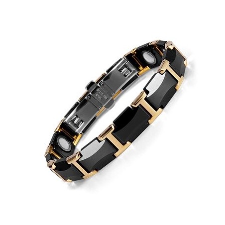 Magnetic bracelet - black ceramic tungsten steel - unisex - radiation protection