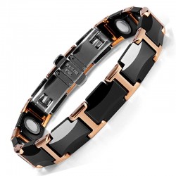 Magnetic bracelet - black ceramic tungsten steel - unisex - radiation protection