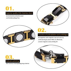 Magnetic bracelet - black ceramic tungsten steel - unisex - radiation protection