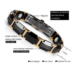 Magnetic bracelet - black ceramic tungsten steel - unisex - radiation protection