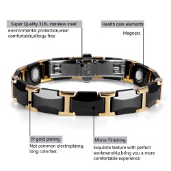 Magnetic bracelet - black ceramic tungsten steel - unisex - radiation protection