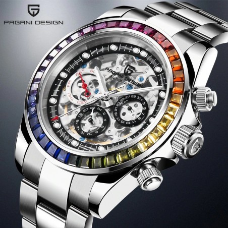 Pagani Design - relógio de luxo de quartzo com cristais de arco-íris - automático